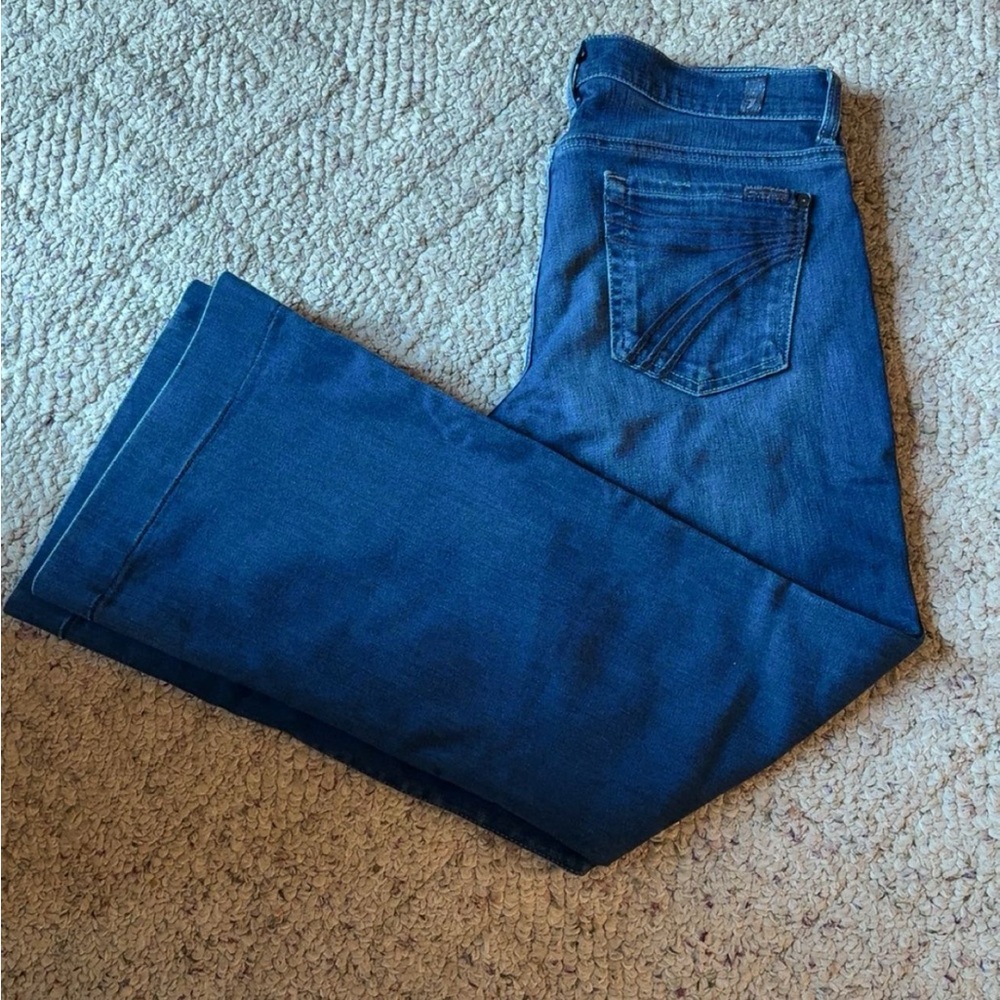 7 For All Mankind Blue Flare Wide Leg Jeans
